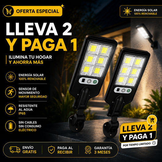 💥¡LLEVA 2 Y PAGA 1! - Ilumina Tu Hogar con Focos Solares de Alta Potencia💥
